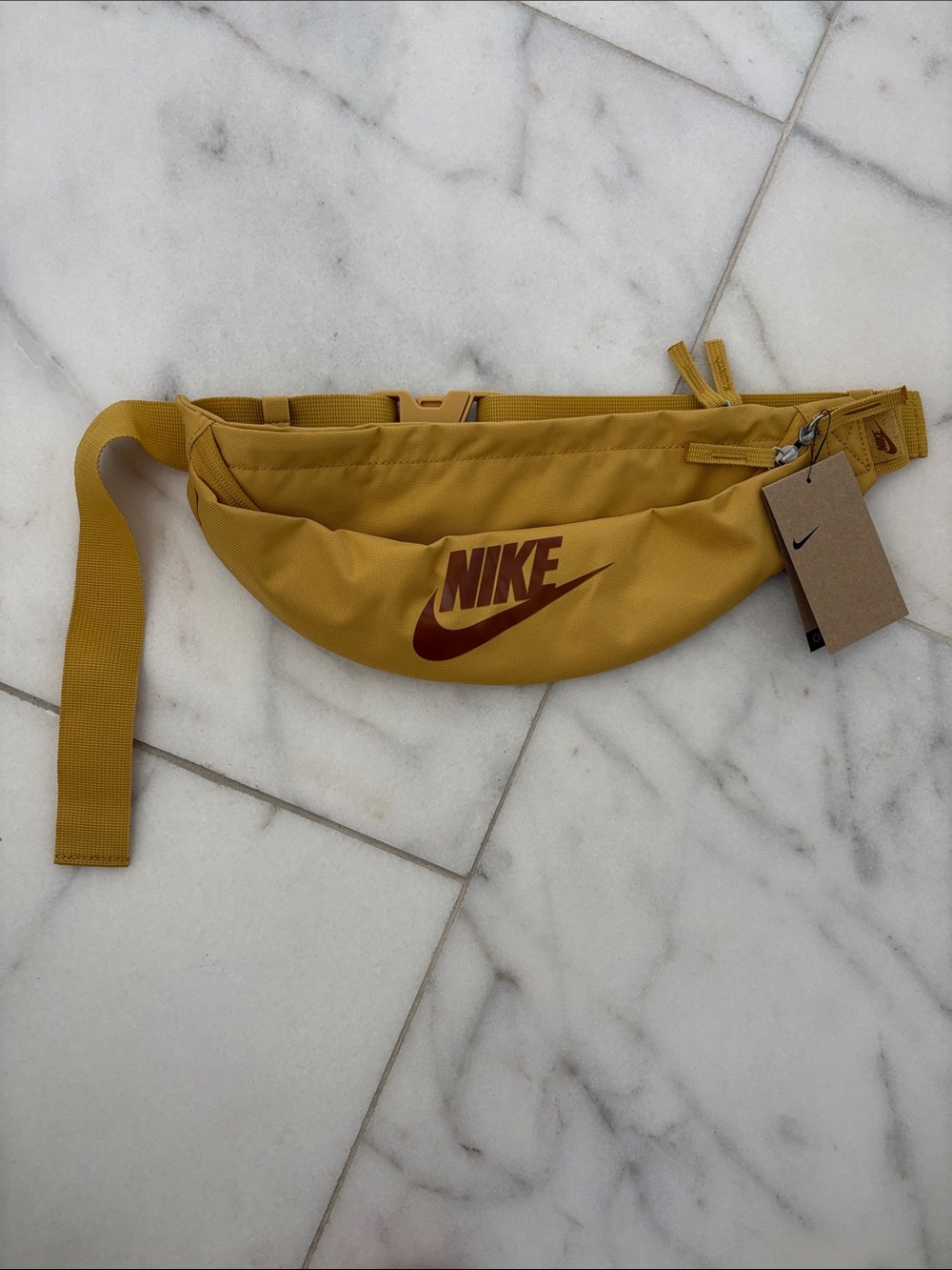 Nike Woman’s Mustard Yellow Fanny Pack with Maroon Logo